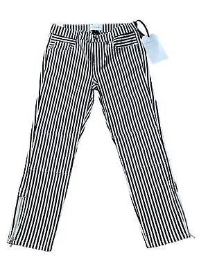 Current Elliott The Cropped Striped Lexton Jeans Womens Size 26 Zipped Hem Pants • $35.99