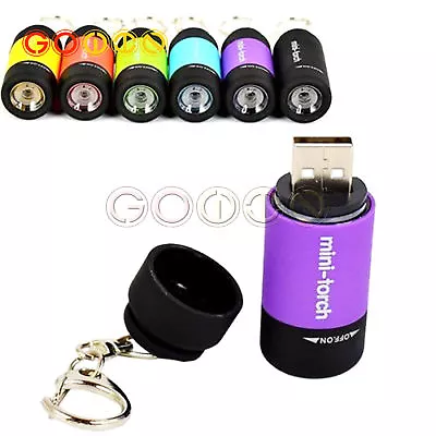 LED Flashlight Rechargeable USB Light Keychain Mini Torch Orch Waterproof • $1.67