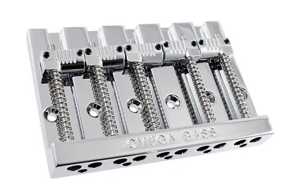 NEW - Omega Badass Style 5-String Bass Bridge Grooved Saddles 3  - CHROME • $49.49