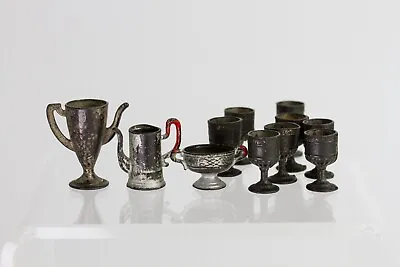 Vintage Antique Miniature Metal Cups Pitchers Etc Lot Of 11 Dollhouse Diorama • $49.99