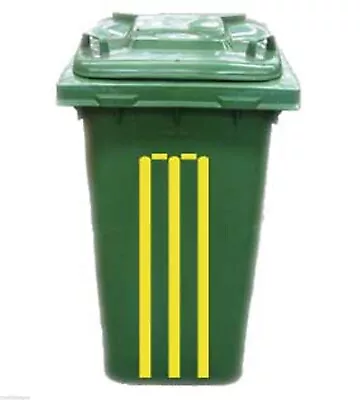 Cricket Wickets Stumps Wheelie Bin Vinyl Sticker Sport Backyard Play Set Of Two • $23.99