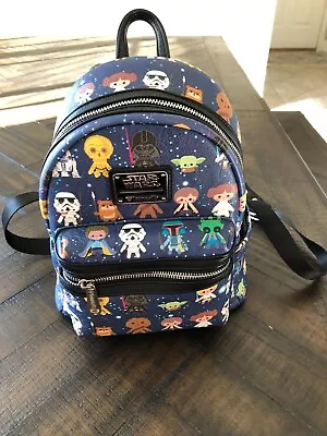 Star Wars Loungefly Mini  Navy Backpack Many Characters Disney Parks • $34