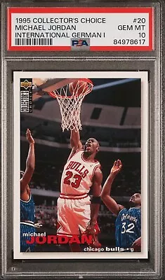 1995-96 Collectors Choice Michael Jordan #20 PSA 10 GEM MT Bulls German Rare • $84.99