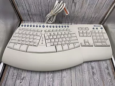 MICROSOFT Natural Keyboard Pro USB & PS/2 Wired White Ergonomic Keyboard RT9401 • $34.99