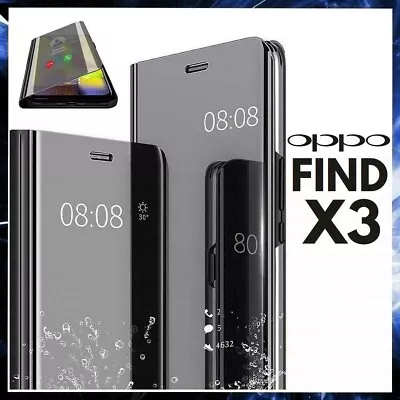 For OPPO FIND X3 CLEAR VIEW FLIP CASE SMART BOOK MIRROR LUXURY STAND COVER X 3 • $15.29