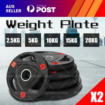 $19.99 • Buy Olympic Home Gym Weight Plates 2.5KG-20KG Rubber Weightlifting Barbell Fitness~