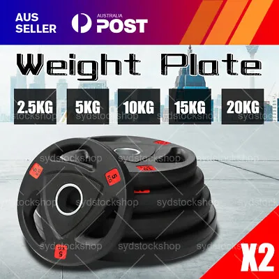 Olympic Home Gym Weight Plates 2.5KG-20KG Rubber Weightlifting Barbell Fitness~ • $40.29