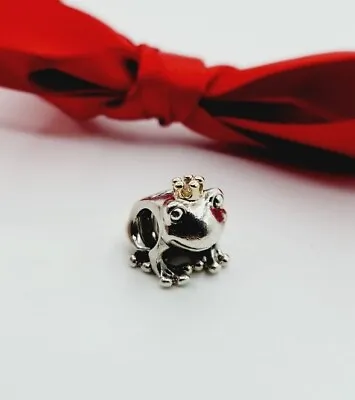 Authentic Pandora Sterling Silver & 14K Frog Prince Two Tone Charm # 791118 Rare • £42.94
