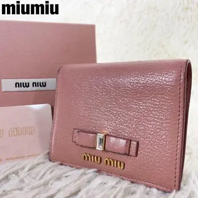 Miu Miu Madras Pink Leather Folded Wallet AM618 • $98