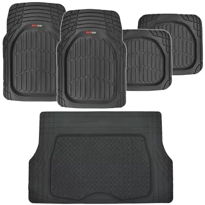 5pc Deep Dish All Weather HD Rubber Mats Package - Floor Liners Cargo Mat Black • $75.95