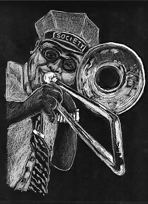 Jazz Trombone Player New Orleans Trombone Artist Trombone Art Print Jazz Art • $35