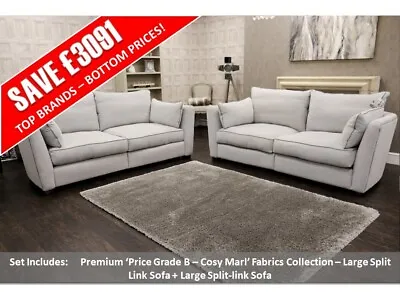 Collins & Hayes Maple Price Grade B Cosy Marl Pair Of Large Split Link Sofas • £3099