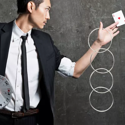 £4.45 • Buy 4Pcs/Set Magic Toy Metal Rings Classic Linking Iron Hoops Fun Magic Tricks 