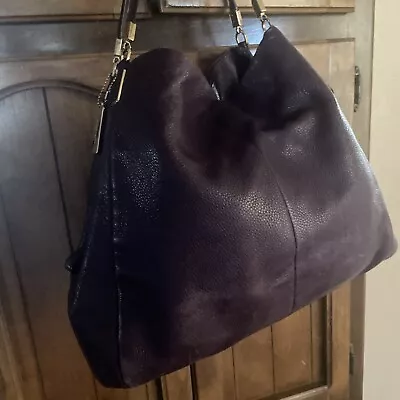 Coach Madison Phoebe Purple Pebbled Leather 3 Compartment Satchel/ Shoulder Bag • $34.90