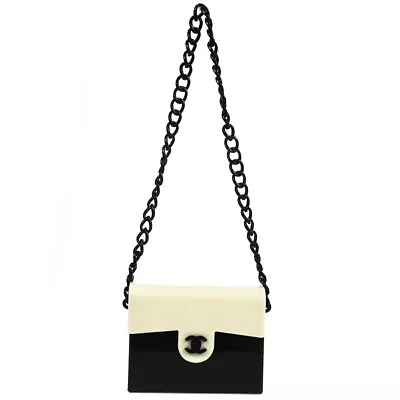 Chanel Acrylic Chain Shoulder Bag Purse Black White Vintage 69749 • $4980