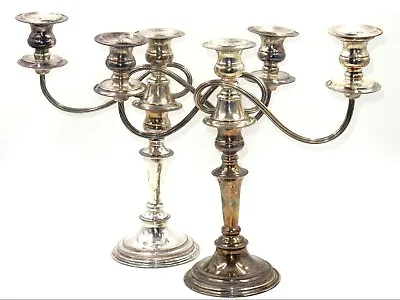 Vintage Pair Of Silver On Copper Nouveau Three-light Candelabras Candle Holders • $99.99