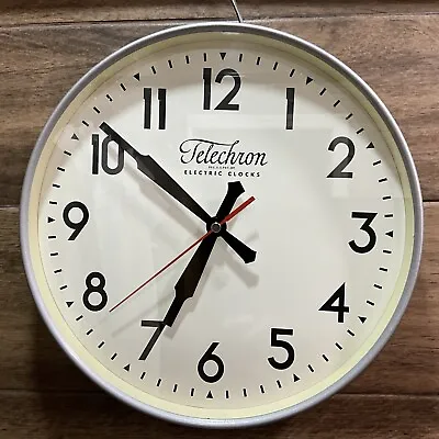 Vintage General Electric Telechron Battery Operated School Clock 11”  Grey - EUC • $69.95