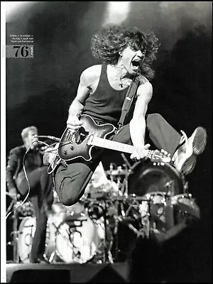 Eddie Van Halen In Midair During 1998 Tour 8 X 11 B/w Pin-up Photo • $4