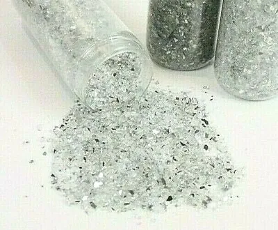 £4.99 • Buy 100g CLEAR Mirrored Reflective Glass Vase Filler Crushed Stones Resin Art 1-4mm