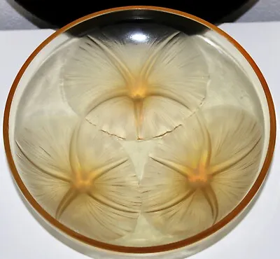 R Lalique Volubilis Bowl Yellow Opalescent Wheel Cut Signature 383  • $1475
