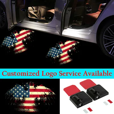 2x USA Flag Eagle Logo Wireless Car Door LED Light Ghost Shadow Laser Projector • $16.63