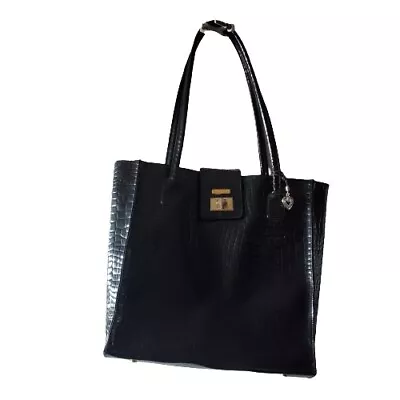 ST. John Black Patent Vegan Leather Shoulder Tote Bag  • $50