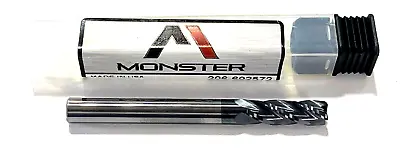 Monster 1/4  Carbide End Mill AlTiN Coating .030  Radius 4 Flute USA Made • $15.99