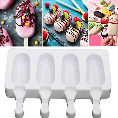 $7.29 • Buy 4 Cells Mould Frozen Molds Icy Pole Jelly Block Maker Ice Cream Pop Popsicle AU