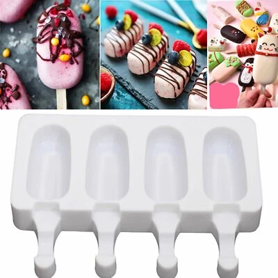 $7.29 • Buy 4 Cells Mould Frozen Molds Icy Pole Jelly Block Maker Ice Cream Pop Popsicle AU
