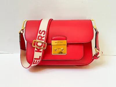 Michael Kors Sloan Editor Medium Flap Shoulder Messenger Bag Bright Red • $139.80