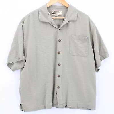 Vintage Jamaica Jaxx Silk Shirt Mens Tan Button Down Short Sleeve Collared XL • $12.27