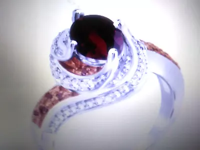 Rare  Platinum  & Ss  Rich Garnet  & White & Red Diamond Ring Size 5-9  + Bonus • $379