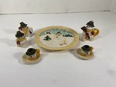 Miniature Decorative Christmas Snowman Tea Set  • $18