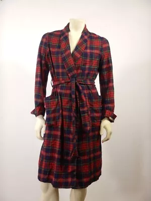 Vintage PENDLETON Red Macpherson Tartan Plaid Belted Bathrobe Robe Size SMALL • $75