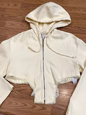 $24.99 • Buy Zara Yellow Denim Hooded Cut-off Jacket Women’s Small
