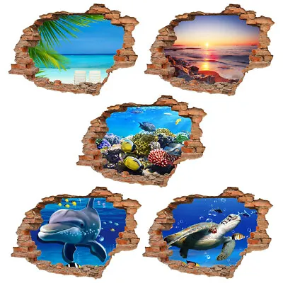 $11.47 • Buy 3D Ocean Floor/Wall Sticker Removable Mural Decals Vinyl Art Living Room Decor✨