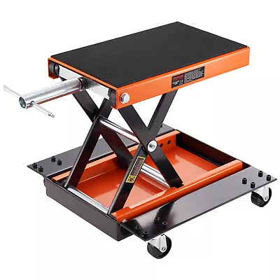 VEVOR Motorcycle Lift ATV Scissor Jack Dolly 1100 Lbs Wide Deck & Hand Crank • $83.99