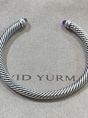 USED David Yurman Sterling Silver Bracelet AMETHYST And Diamonds SMALL • $299