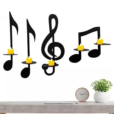 1Pc Music Note Candle Holder 4 Pcs Iron Candle Stand Decorations Tea Light • $23.36