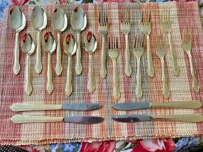 20-piece Gold-tone Flatware Set / Service For 4 Forks Knives & Spoons • $20