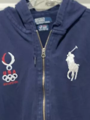 Ralph Lauren Polo 2008 Beijing Olympics Big White Pony On Navy Zip  Hoodie • $28