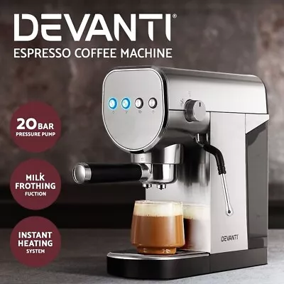 $139 • Buy Devanti Coffee Machine 20 Bar Espresso Maker Milk Frother Cappuccino Latte Café