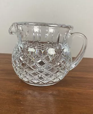 Small Vintage Crystal Pitcher Diamond Cut  Pattern Very Thick / Heavy 20 Oz EUC • $12.85