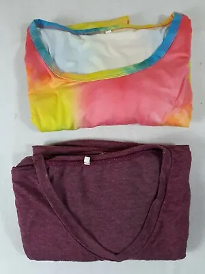 Lot Of 2 Women's Size 24W Rayon Pullovers 1/Tie Dye W/Tied Hem 1/Lace Pablum Top • $11.34