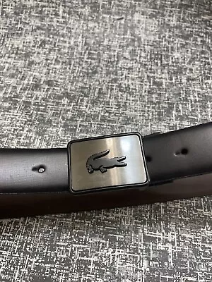 Lacoste Belt 25168 Medium Genuine Leather  Sz 32 Color Black 1 1/4” X  38” • £34.06