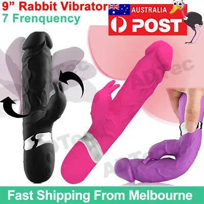 9  Large Rabbit Vibrator Big Realistic Dildo Clit USB Rechargeable Wand Sex Toy • $29.95