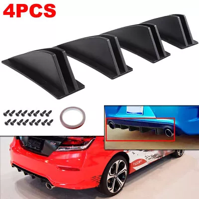 4x Universal Rear Bumper Diffuser Spoiler Lip Splitter Decorative Shark Fins Kit • $22.98