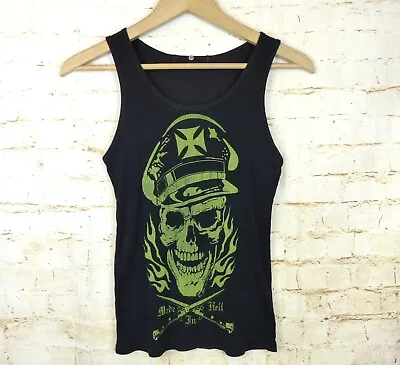 La Marca Del Diablo Skull Tank Top Womens S Black Graphic Biker Metal Punk Y2K • $29.99