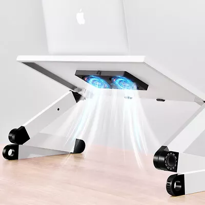 Portable Folding Laptop Table With Cooling And Mouse Pad Ergonomic Bed Tray • £17.95