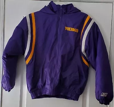 Reebok Minnesota Vikings Kids Full Zip Hooded Jacket Coat - Size L (14-16) - EUC • $25